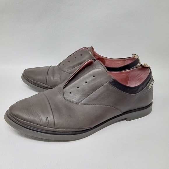 PIKOLINOS Pyrgos Laceless Gray Leather Slip-On Oxford Flat EUR 37 US 6.5-7 - Picture 1 of 12